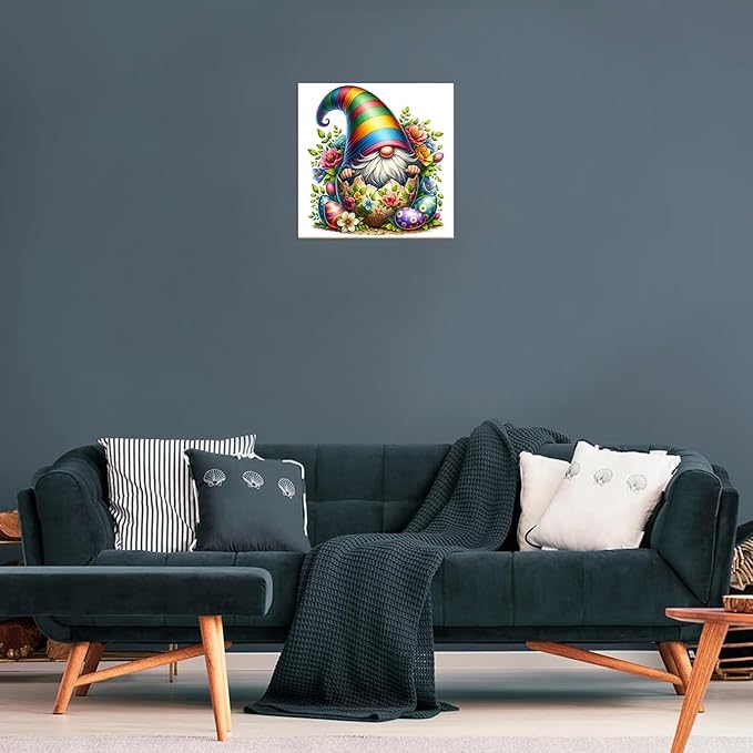 Easter Gnome Stamped Cross Stitch Kits for Adults Beginner, Counted Cross Stitch Kits Printed Stitching Cute Patterns Dimensions Needlepoint Art Crafts Embroidery Kits for Adults