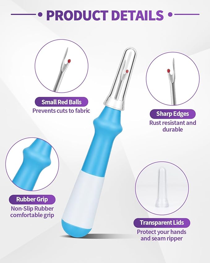 Needle and Thread Seam Ripper, Rippers for Sewing and Thread (Navy Blue)