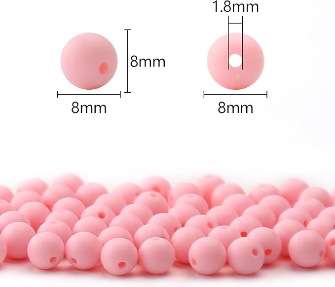bonny boxx 500pcs 8mm matte pink acrylic round beads, frosted plastic resin bubblegum balls chunky gumball beads for necklace and bracelet making, crafting supplies
