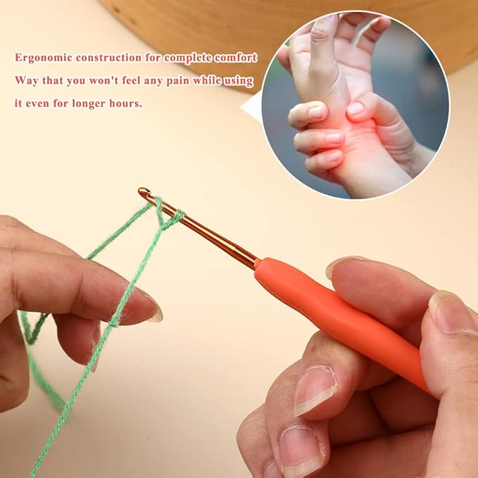2.5mm Beginners Crochet Hook, Ergonomic Handle Crochet Hooks for Arthritic Hands, Comfortable Smooth Knitting Needles for Handmade DIY, Random Color