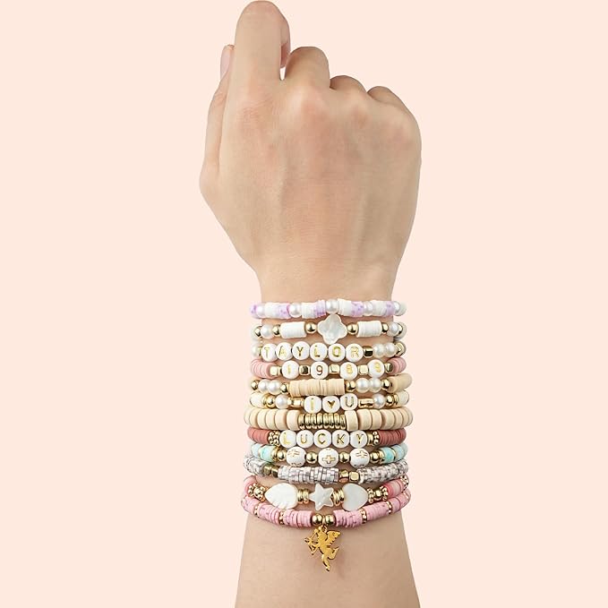 dowsabel clay beads 3 boxes bracelet making kit, 10800pcs beads for jewelry making, letter beads for friendship bracelets diy arts and crafts gifts for girls adults