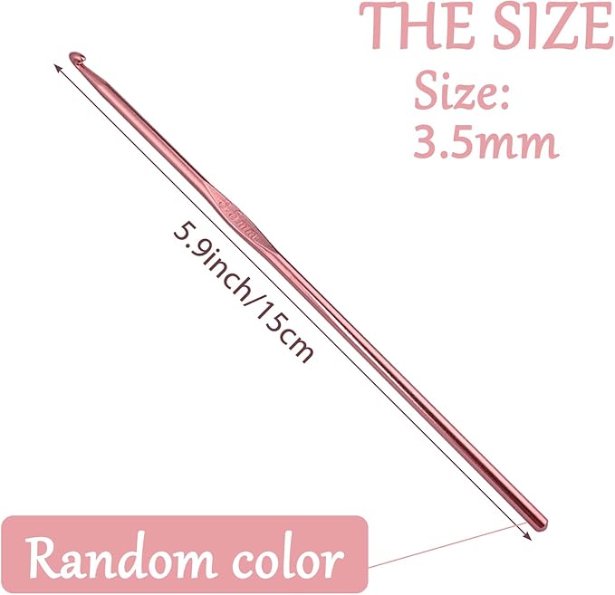3.5 mm Crochet Hook, Crochet Needles for Yarn, Aluminum Ergonomic Crochet Hooks for Craft Beginners