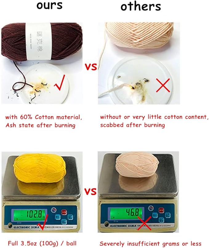 Acrylic & Cotton Blended Knitting and Crochet Yarn Soft Medium Yarn, Breathable and Skin Friendly for Baby Garments, Scarves, Hats, and Craft Projects 200g 15-Red
