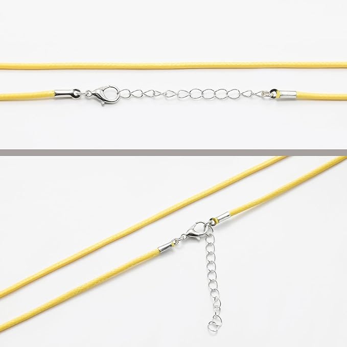 10 Pcs 2.0mm Leather Necklace Cords with Clasp,Waxed Cords,Necklace Ropes for Pendants and Jewelry Making(Light Yellow)