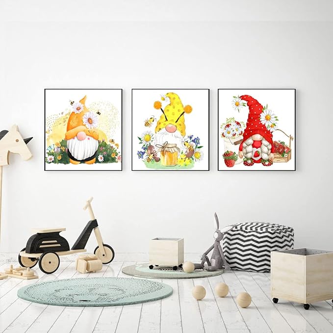 Gnome Cross Stitch Kits for Adults - 6 Pack Stamped Crossstitching Kits Preprinted 11 Count Cross-Stitch Kit for Beginner, 11CT Prestamped Easy Pattern Needlepoint Kits Crafts for Decor 11.8x11.8inch