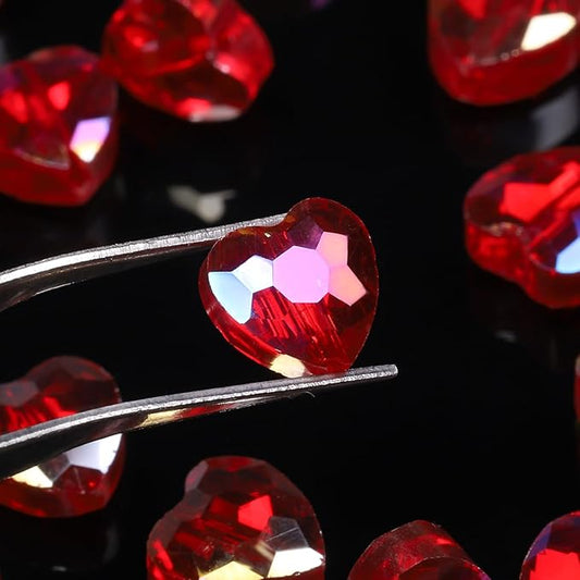 70pcs 8mm Valentine's Day AB Red Faceted Heart Beads for Jewelry Making Crystal Glass Beads for Bracelets Necklace Crafts, Friendship Bracelet Kit, Love Gifts