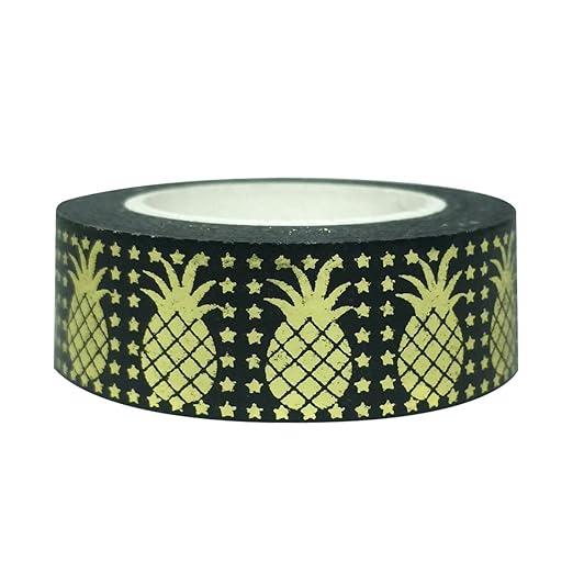 Wrapables Colorful Washi Masking Tape, Golden Pineapples and Stars