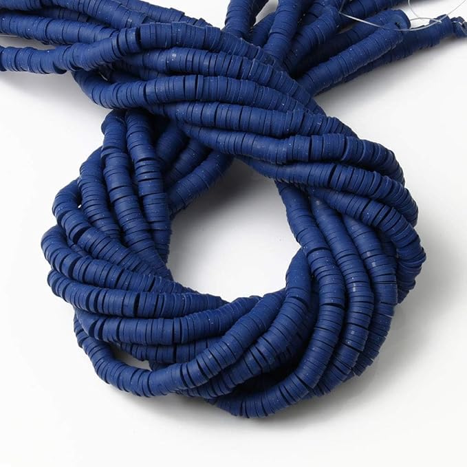 3600 pcs Royal Blue Clay Beads for Bracelets Making, 10 Strands Flat Round Polymer Clay Disc 6mm Spacer Heishi Beads for Jewelry Making Earring Necklace