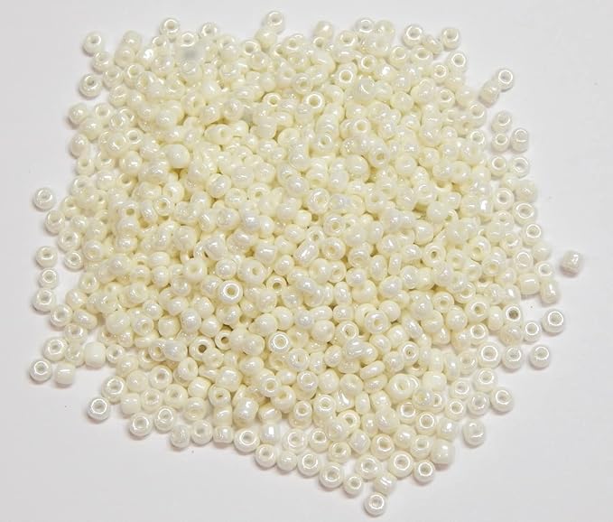 Perlin Glass Seed Beads 4mm 6/0 Round 1100pcs Mini Small Pony Spacer Beads Kit for Jewelry Making Earrings Bracelets Pendants Waist DIY Handmade (Beige Opaque)