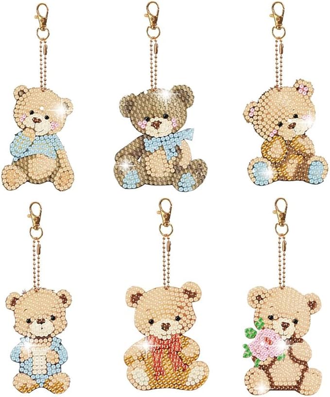 Diamond Painting Keychains Kits, Double Sided Diamond Art Keyrings for Adults, DIY Art Key Rings Ornaments Kits