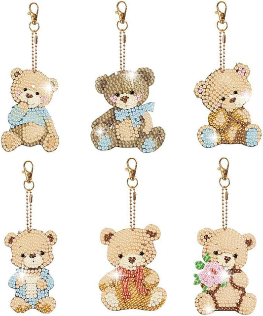 Diamond Painting Keychains Kits, Double Sided Diamond Art Keyrings for Adults, DIY Art Key Rings Ornaments Kits