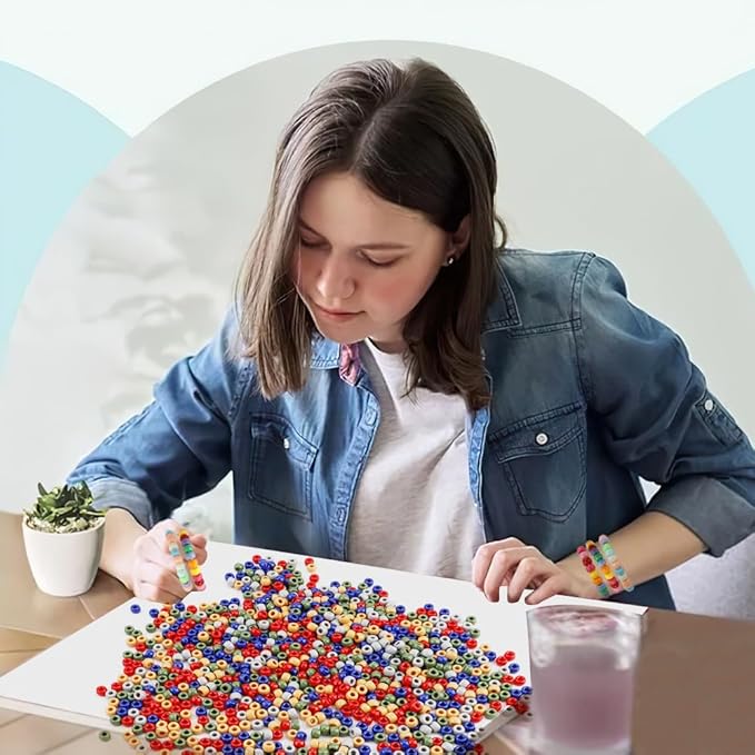 qpixvb 1100pcs pony beads,beads for hair,cute craft bead for bracelets making,small braid bead with holes,colorful jewelry making supplies for adults,9mm