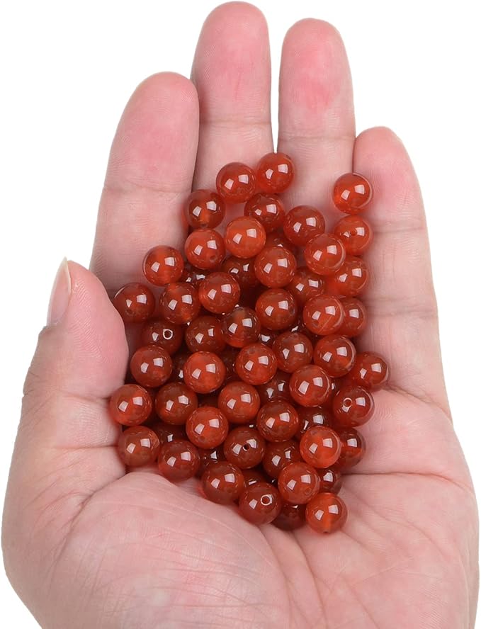 bymitel 140pcs natural crystal beads stone gemstone round energy healing loose beads with stretch cord for jewelry making bracelets anklets (carnelian, 8mm 140pcs)