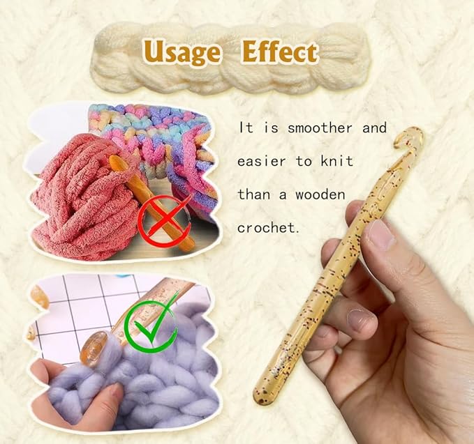 Tovyzalg Colorful Transparent Large Crochet Hooks, Crochet Hook Set with Case, Crochet Needles for Arthritic Hands, Ergonomic Knitting Giant Crochet Hooks for Knitting Yarn Carpet Scarf Wool Roving