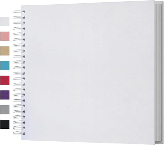 potricher 12 x 12 Inch Large DIY Scrapbook Photo Album 80 Pages Thick Kraft Blank White Paper Memory Book for Wedding and Anniversary Family (White, 12 Inch)