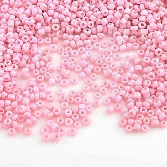 Perlin Glass Seed Beads 2mm 11/0 Round Mini Small Pony Beads 6500pcs for Making Earrings Bracelets Pendants Waist Jewelry DIY Handmade Opaque Color Kit (Pink)