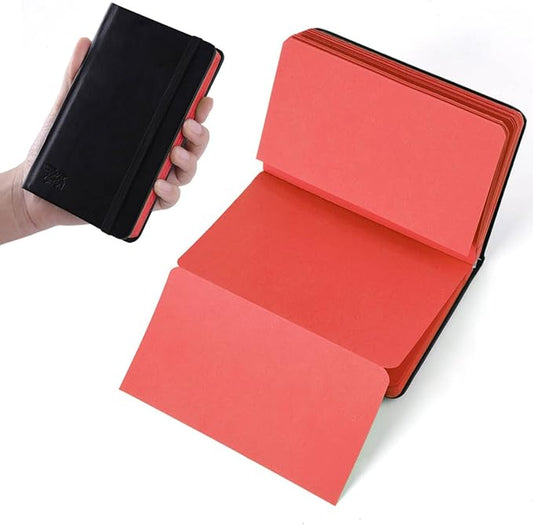 Small Premium Red Art Sketchbook,5.7 x 3.54 inches Mixed Media Notebook,34 Sheets 120 GSM Acid-Free Folding Drawing Papers, Hardcover Pocket Journal Sketchbook for All Artists