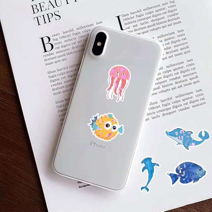cute stickers bulk for kids,girls,boys,teens adult water bottle laptop, phone (ocean animal stickers)