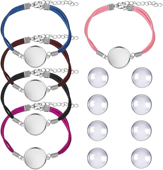 DROLE 40Pcs Bracelet Bezel Settings for Jewelry Making-20Pcs 20mm Silver Color Jewelry Bezel Base Round Cabochon Bezel Tray Blank Bangles Bracelets with 20mm Clear Glass Cabochons Mutil