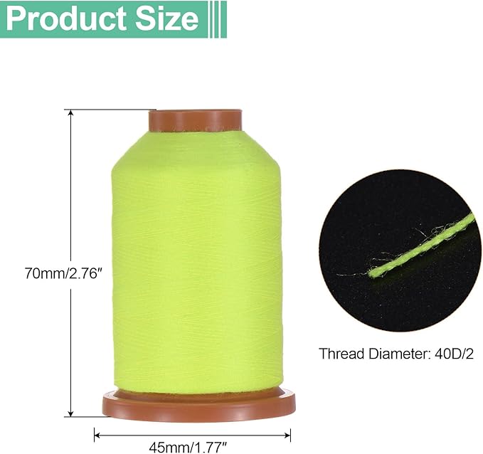 uxcell 40D/2 Sewing Thread 1100 Yards Polyester Household Sewing String Hand Stitching Polyester Cord for Clothing Stitching Shoe Bag Repairing DIY Craft Neon Yellow