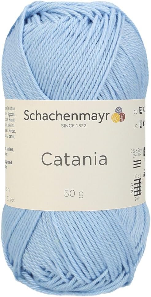 3 Skein/Pack Schachenmayr (SMC) Catania Originals Yarn, Each Ball 1.76 Oz (50gr) / 136 Yards (125 m), 100% Mercerized Cotton for Knitting and Crochet Yarn, Sport Weight, 173 - Light Blue