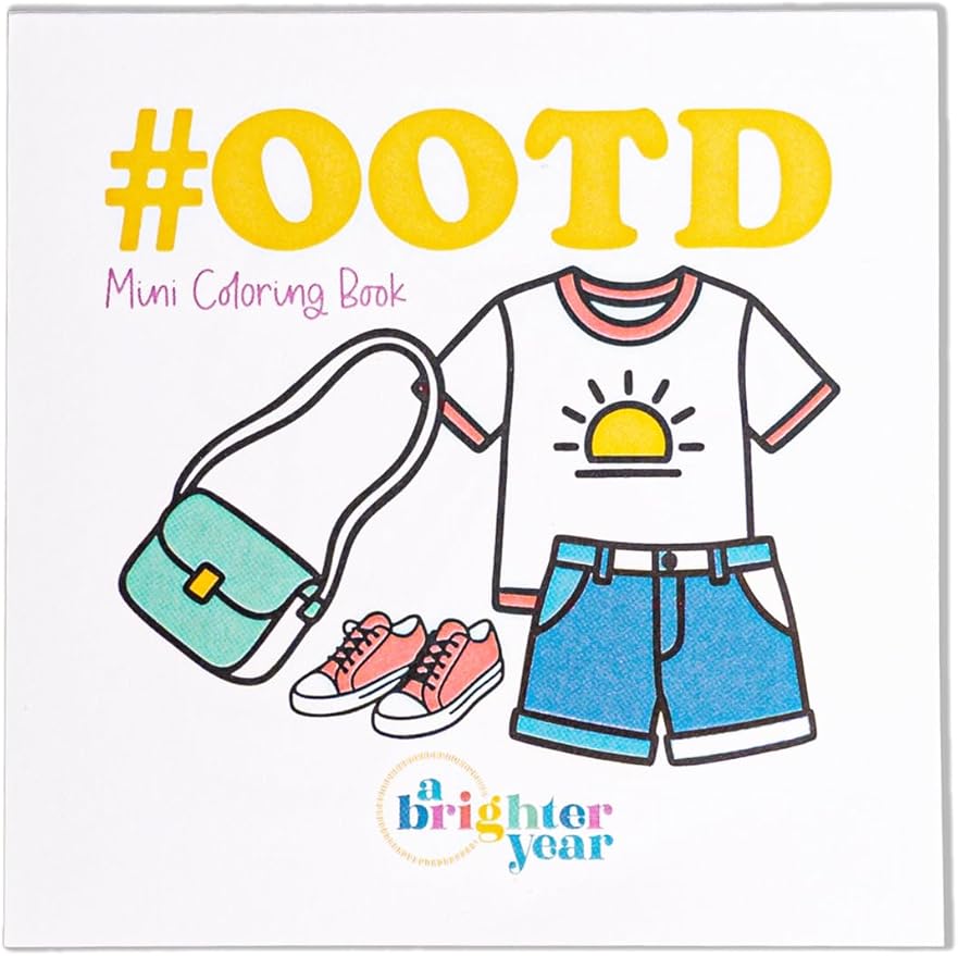 A Brighter Year The Original Adult Mini Coloring Book – #OOTD Edition - 3” x 3” Pocket Size, 50 Pages, Lay Flat Binding, Thick Paper, No Bleeding - Stress & Anxiety Relief
