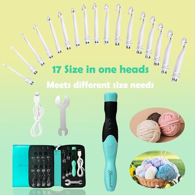 Yarniss Lighted Crochet Hooks Set 2.5mm~14.0mm, 17 Sizes Light Up Crochet Hooks with Case