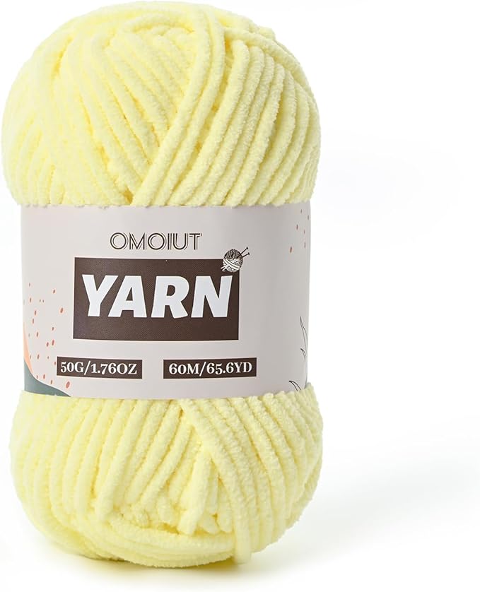 Plush Chenille Chunky Crochet Yarn - Baby Yarn for Crocheting Soft - Velvet Yarns Knitting for Blankets Crafts - Fluffy Amigurumi Yarns 50g / 65.6yd (Lemon Yellow)