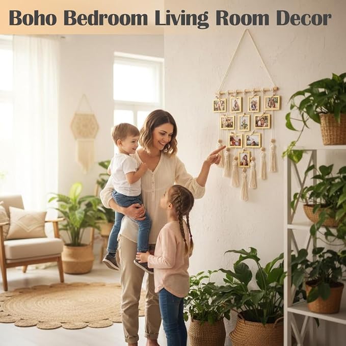 Ewparts Macrame Kit for Adults Beginners – 3mm Cotton Rope Wall Hanging Set to Make Photo Display, Includes Wood Clips, Wooden Dowel, Instructions & Video – Boho Home Decor Craft Supplies
