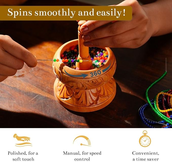 Shop LC Clay Seed Bead Spinner Kit for Jewelry Making with Big Eye Beading Needle and 3 Meter Wire - Necklaces Bracelets Makers Wooden Crafting Gifts for Womens - Haldoo