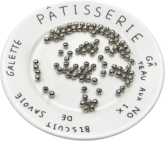 100pcs 6mm Silver Cross Beads – Engraved Zinc Catholic Rosary Beads for Jewelry Making, DIY Necklace, Bracelet & Rosary Accessories