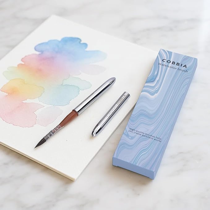 Professional Travel Watercolor Brush Set - Squirrel Hair Mop Paintbrushes for Artists, Portable Art Supplies for Water Color Painting