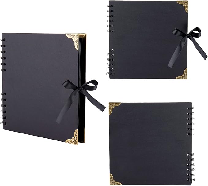 Scrapbook (8 x 8 inch) Scrapbook Album 60 Pages Ideal for Your DIY Scrapbooking Albums Wedding and Anniversary Family Photo Album (black)