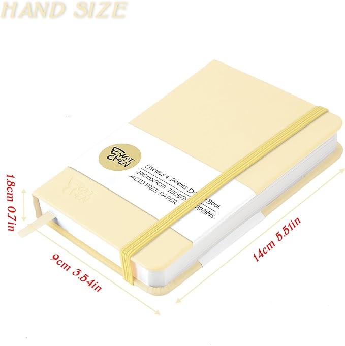 Mix Media Pad,3.5"x5.5" Small Hardcover Leather Art Sketchbook,60 Sheets(112lb/180gsm) Heavyweight Acid Free Artistic Painting Drawing Sketching Paper, Handy Pocket Journal Sketchbook.Beige
