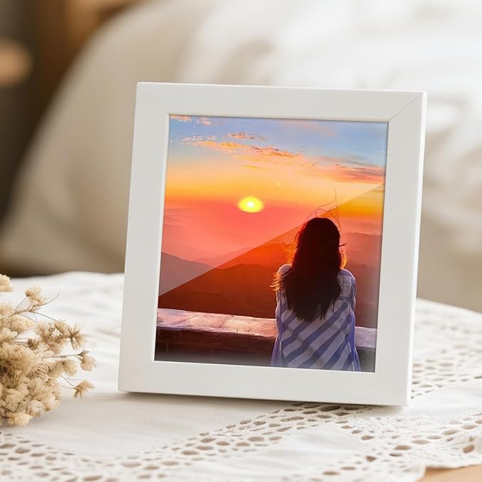 MVVMTOP 6x6 Acrylic Picture Frame for Diamond Painting, Square Display Frame with Stand, Tabletop or Wall Mount