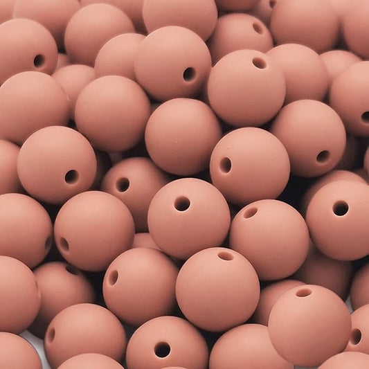 DIYOMR 100Pcs Silicone Beads, Round Beads for Crafts - Bracelet, Necklace, Keychain & Jewelry Making (12mm, Brick Red)