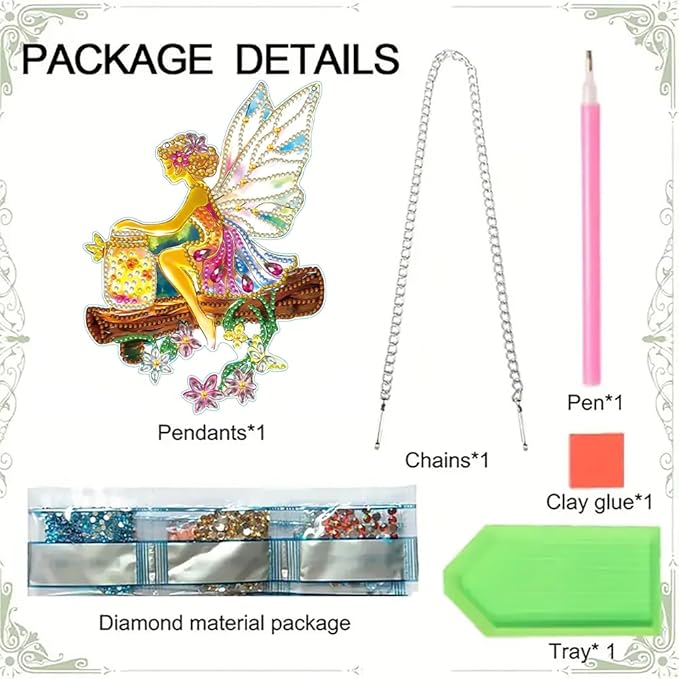 hyzsj DIY Hanging Diamond Art Pendant Painting Kit,Acrylic 5D Fairy Painting Window Pendants, Special Crystal Gem Craft Painting Kit Ornament 8.3x9.4inch
