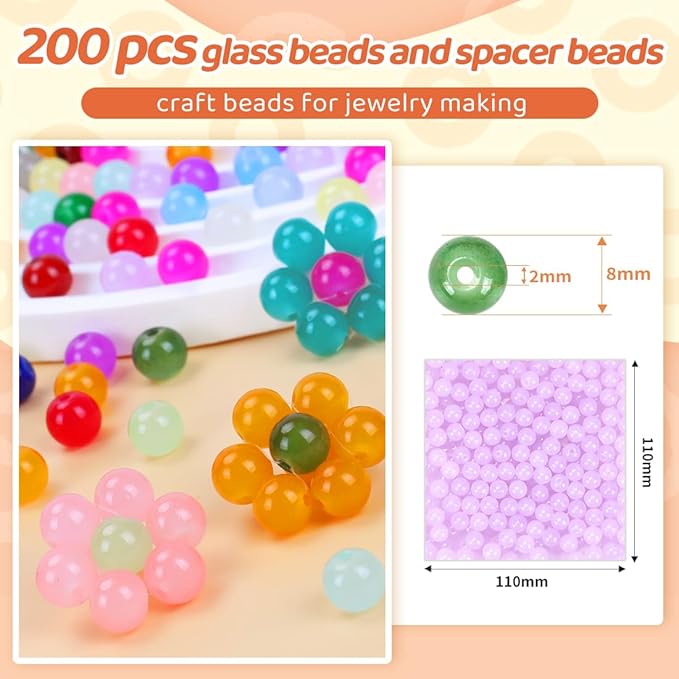Light Purple Glass Beads for Crafts– Bright Color 8mm Crystal Glass Beads for Bracelets, Necklace & DIY Crafts