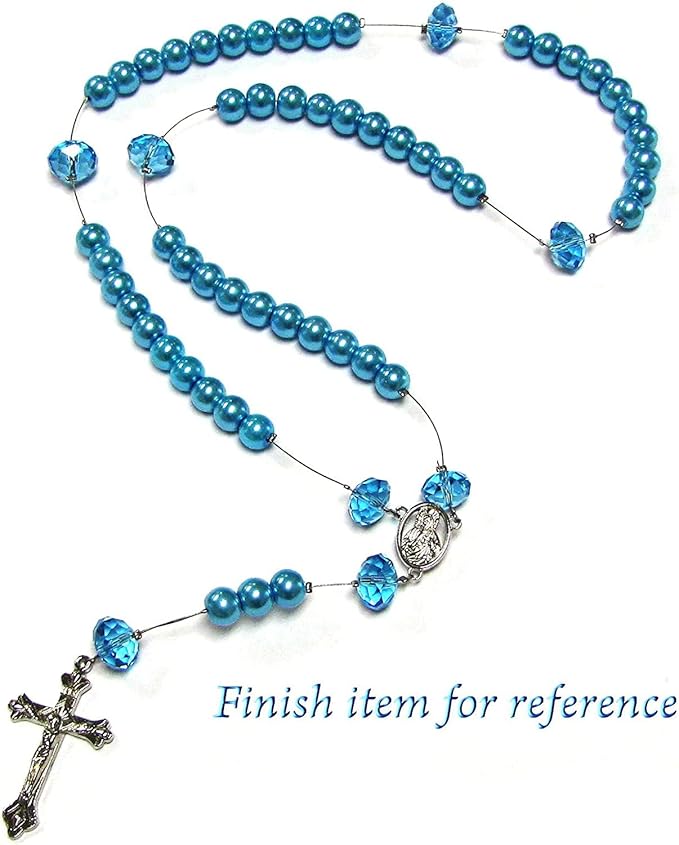 Linpeng Rosary Prayer Making Kit, DIY Necklace Supplies, First Communion Gift, Turquoise Blue, 1 Kit