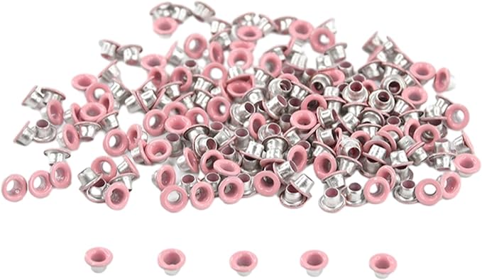 FoRapid 3mm/1/8" Aluminum Quicklet Eyelets-Scrapbooking/Birthday Wedding Baby Greeting Holiday Card/Paper Craft/Luggage Cruise Tag/DIY Album/Clothing etc-200 PCS (Light Red)