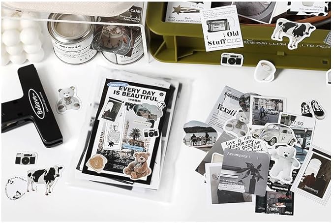 Alideco 200pcs Vintage Scrapbook Supplies Pack for Art Journaling Bullet Junk Journal Planners DIY Paper Stickers Craft Kits Notebook Collage Album Aesthetic Cottageco (langmanshuangxue)