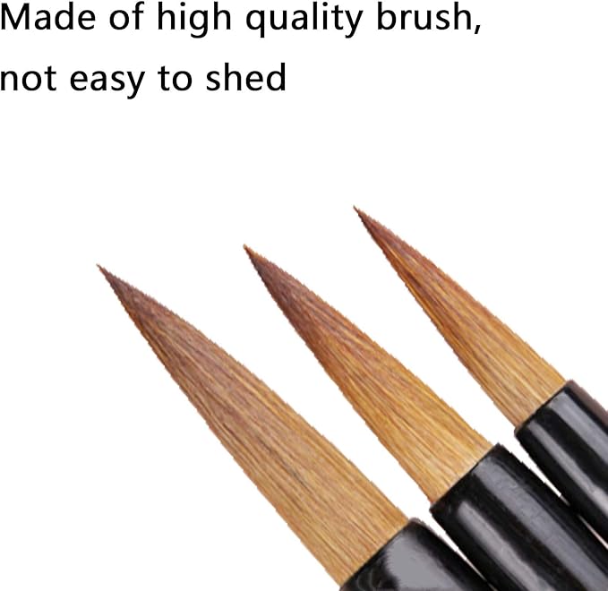 Befiy Chinese Calligraphy Brush, Writing Drawing Watercolor Ink Brushes Hubi Painting Kanji Sumi Wolf Bamboo Brushes Set for Professional Beginner (Green)