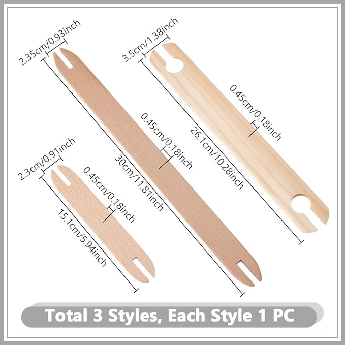 AHANDMAKER 3 Sizes Wooden Weaving Shuttle, Hand Knitting Tools Weaving Sticks Knitting, Wooden DIY Weaving Tool Clothing Sewing Accessories for Sweater Scarf Tapestry Cross Stitch Kits