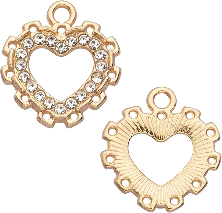 Pack of 20 Rhinestone Charms Gold Plated Pendants Pave Crystal Accessories for Necklace Bracelet Jewelry Making DIY Crafting