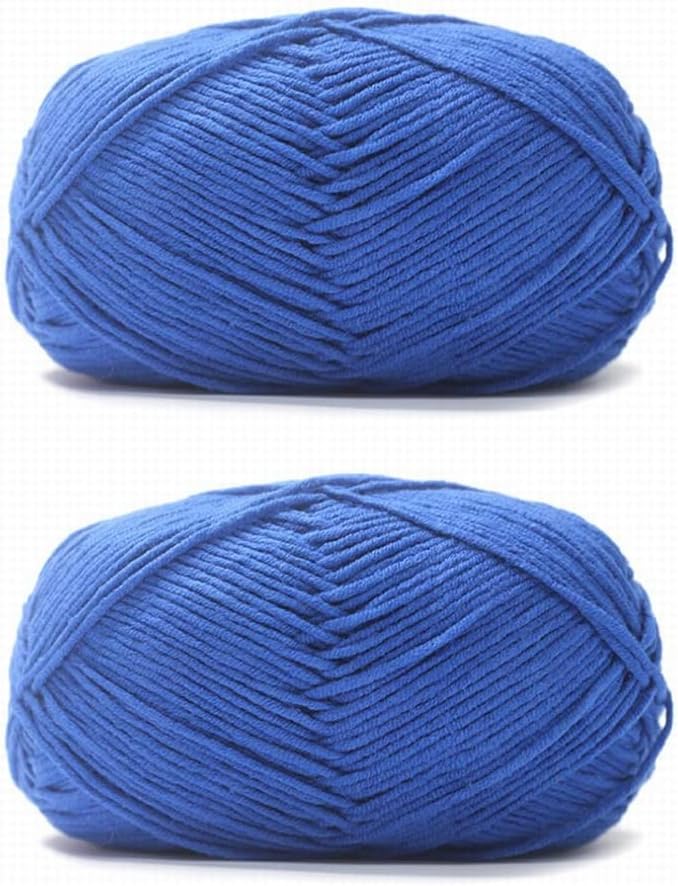 Acrylic & Cotton Blended Knitting and Crochet Yarn Soft Medium Yarn, Breathable and Skin Friendly for Baby Garments, Scarves, Hats, and Craft Projects 200g 30-Sapphire