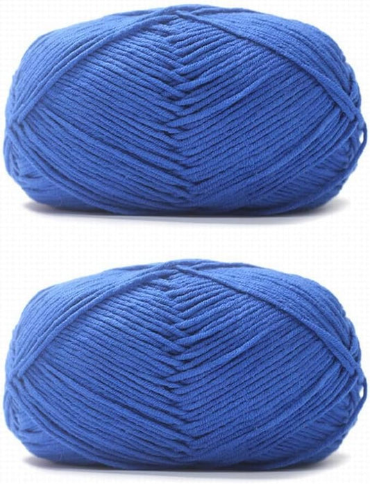 Acrylic & Cotton Blended Knitting and Crochet Yarn Soft Medium Yarn, Breathable and Skin Friendly for Baby Garments, Scarves, Hats, and Craft Projects 200g 30-Sapphire