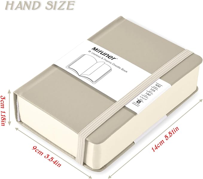 Mix Media Pad,3.5"x5.5" Small Hardcover Leather Art Sketchbook,105 GSM 200 Sheets/400 Pages Acid Free Artistic Painting Drawing Sketching Writing Paper, Handy Pocket Journal Notebook. Grey