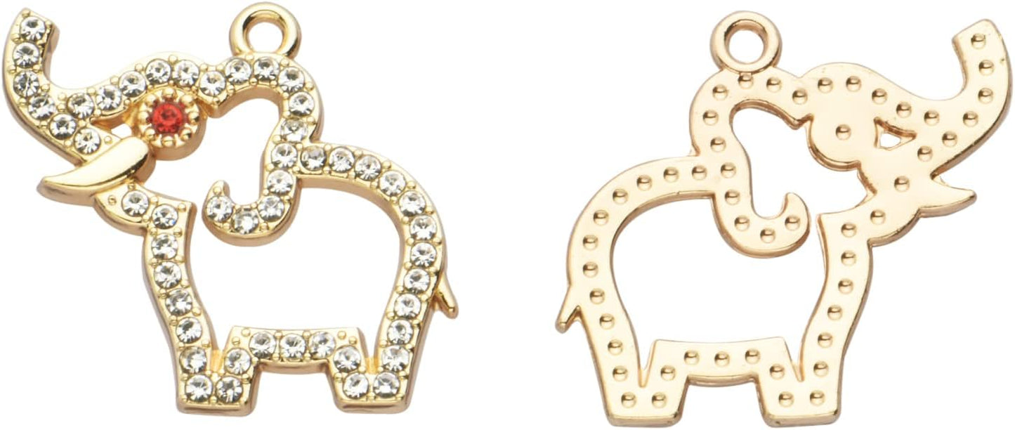 Pack of 20 Rhinestone Charms Gold Plated Pendants Pave Crystal Accessories for Necklace Bracelet Jewelry Making DIY Crafting