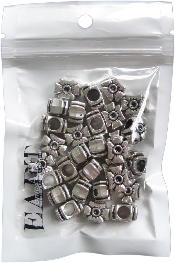 RUBYCA 50pcs Tibetan Silver Tone Spacer Beads Fit European Charms Bracelet Big Flower Design