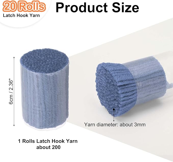 PATIKIL 20 Rolls Latch Hook Yarn, Latch Hook Kit Precut Rugs Yarn Making Crochet Bundles for Rug Adults Beginners Tapestry DIY Craft, Sea Blue